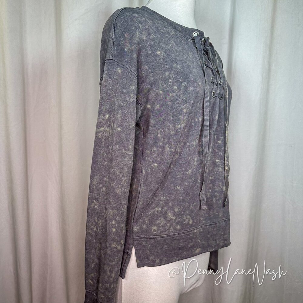Mudd Lace Up Terry Sweatshirt Quiet Shade - Picture 4 of 9